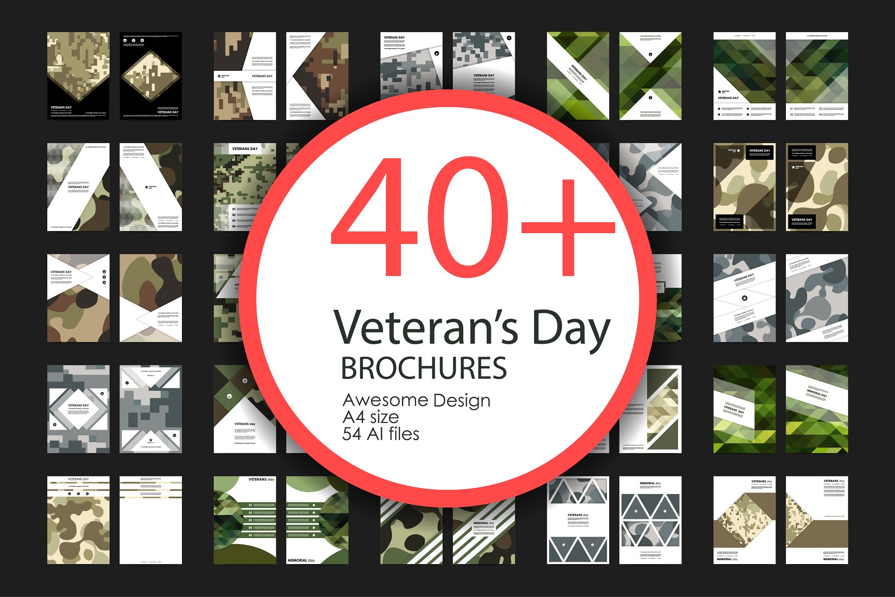 40+老兵节军人宣传小册模板 Veteran’s Day Brochures Bundle插图
