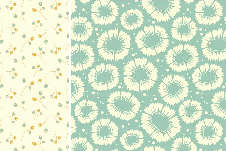 甜蜜的春季花绘纸张纹理 Spring Floral Pattern Papers +Vector插图(7)