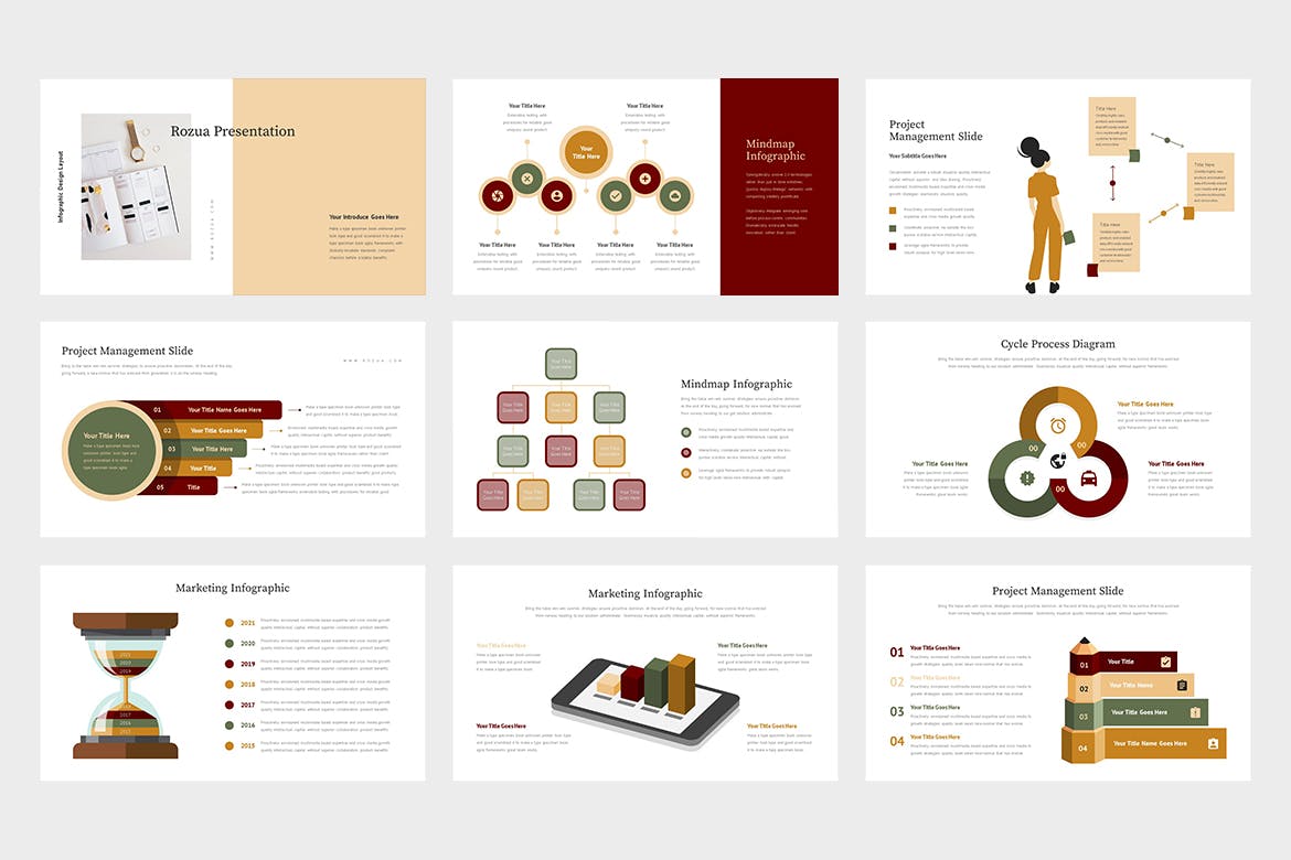 市场分析/市场调研报告PPT模板下载 Rozua : Vector Infographic Business Powerpoint插图1