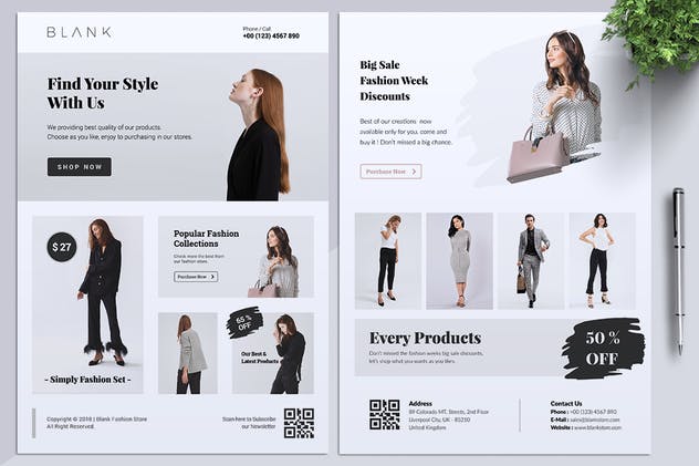 极简主义设计风格时尚品牌促销广告海报设计模板 BLANK Minimal Fashion Flyer插图(5)