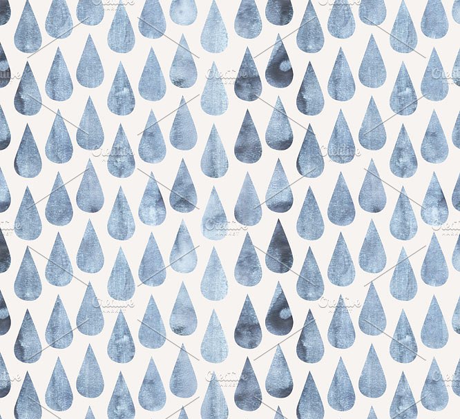 水彩雨滴图案背景素材 Watercolor Raindrop Digital Patterns插图(1)