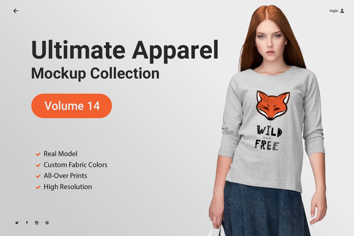 长款女上衣T恤印花设计样机模板v15 Ultimate Apparel Mockup Vol. 15插图