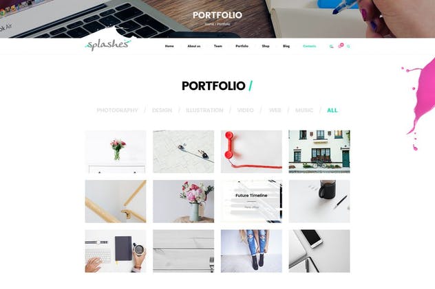 创意产品品牌网站/电商网站设计PSD模板 Splashes V2 PSD Template插图(3)