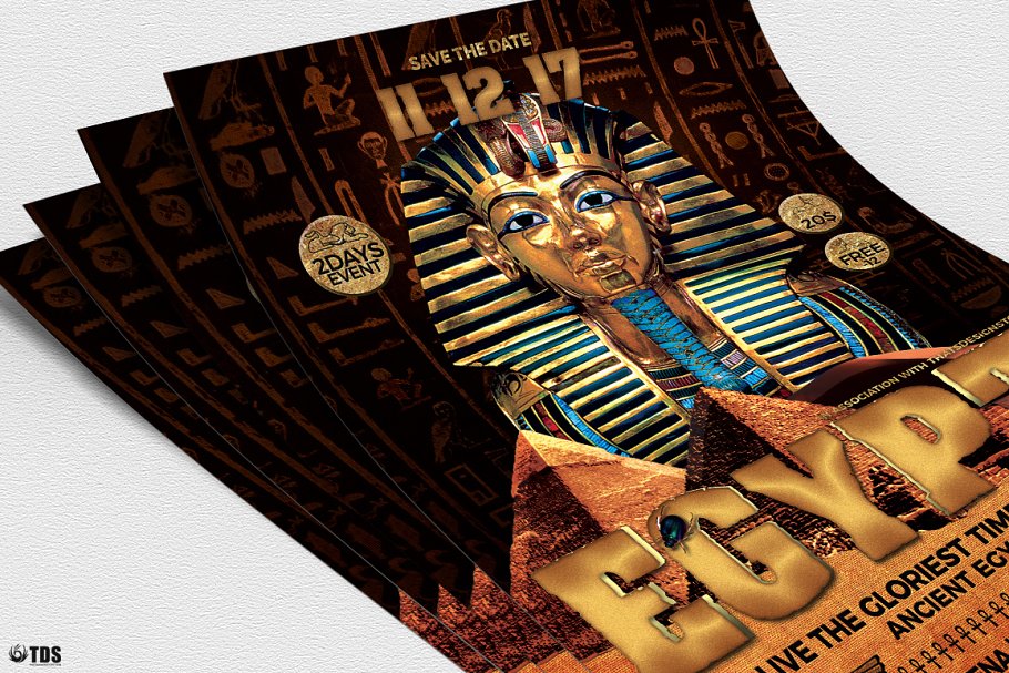 古埃及历史考古主题传单PSD模板 Ancient Egypt Event Flyer PSD插图(4)