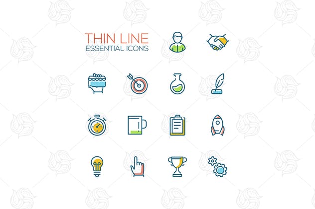 商业金融主题细线图标素材 Business, Finance Symbols – thin line icons插图1