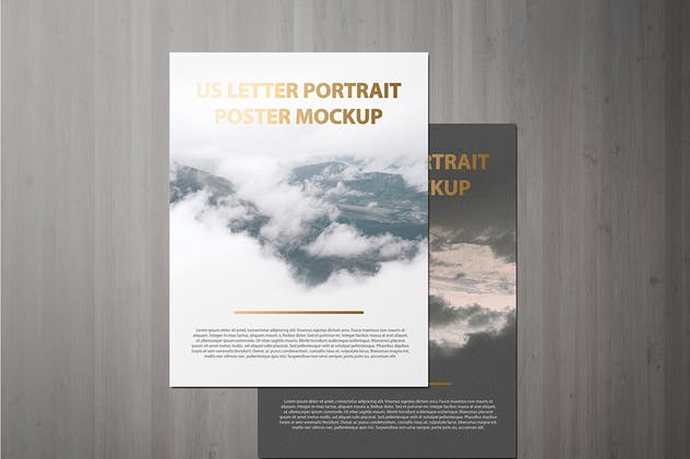 美国信纸规格海报传单/信头样机 US Letter Portait Flyer / Letterhead Mockup插图3