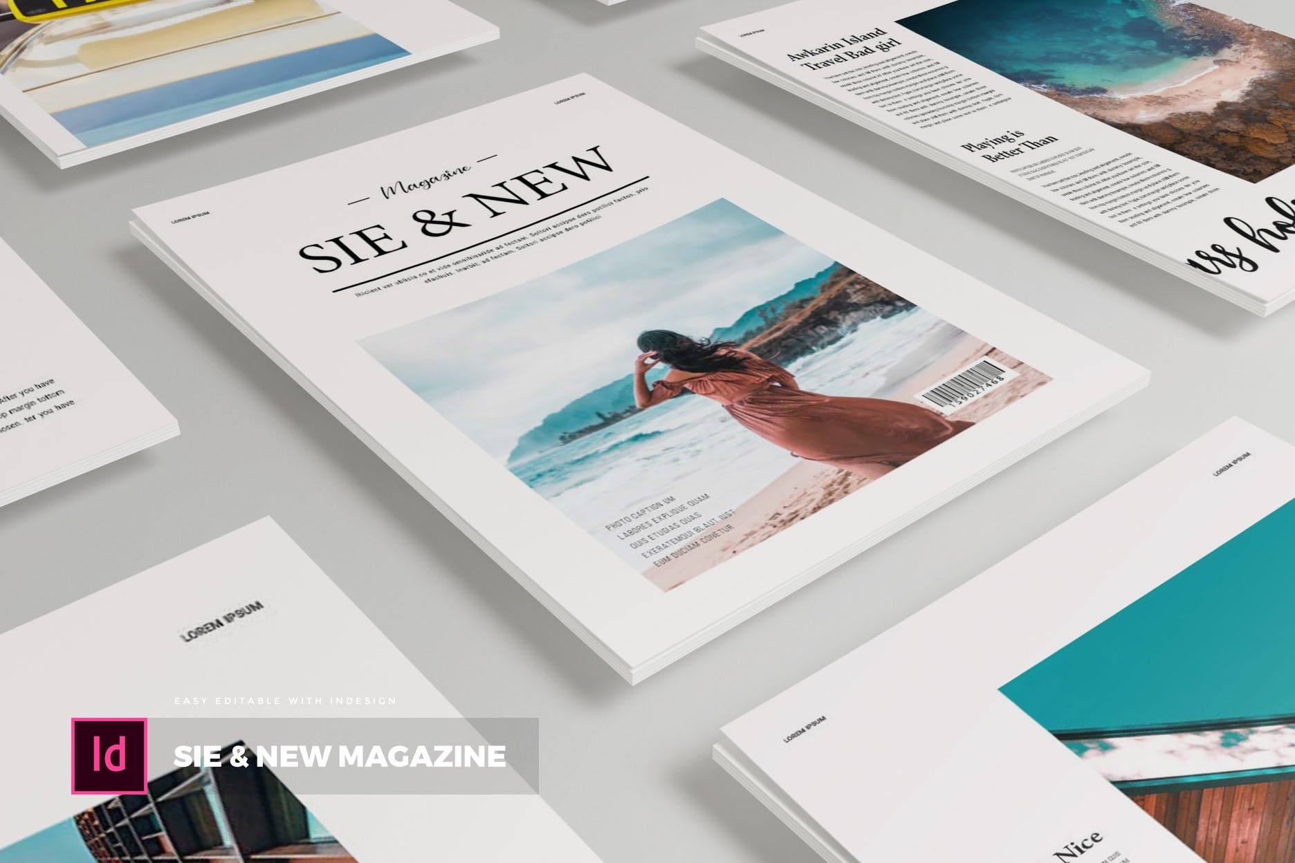 旅行/艺术/摄影/社会杂志设计模板 Sie & New | Magazine Template插图