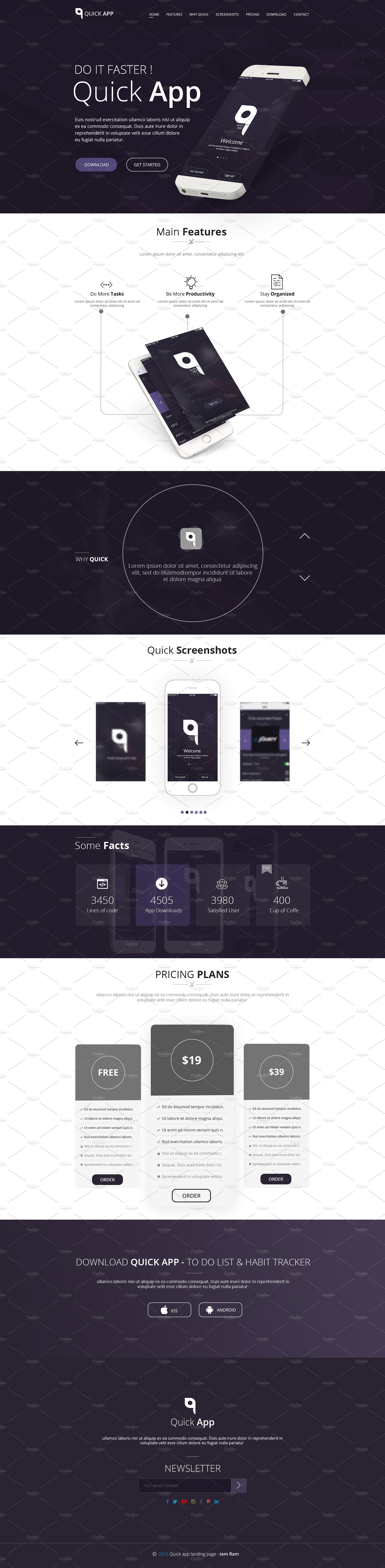 着陆页设计模版 QuickApp – Landing Page PSD Template插图(5)