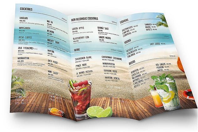 夏季饮品海滩餐厅菜单PSD模板 Summer Drinks Menu插图2