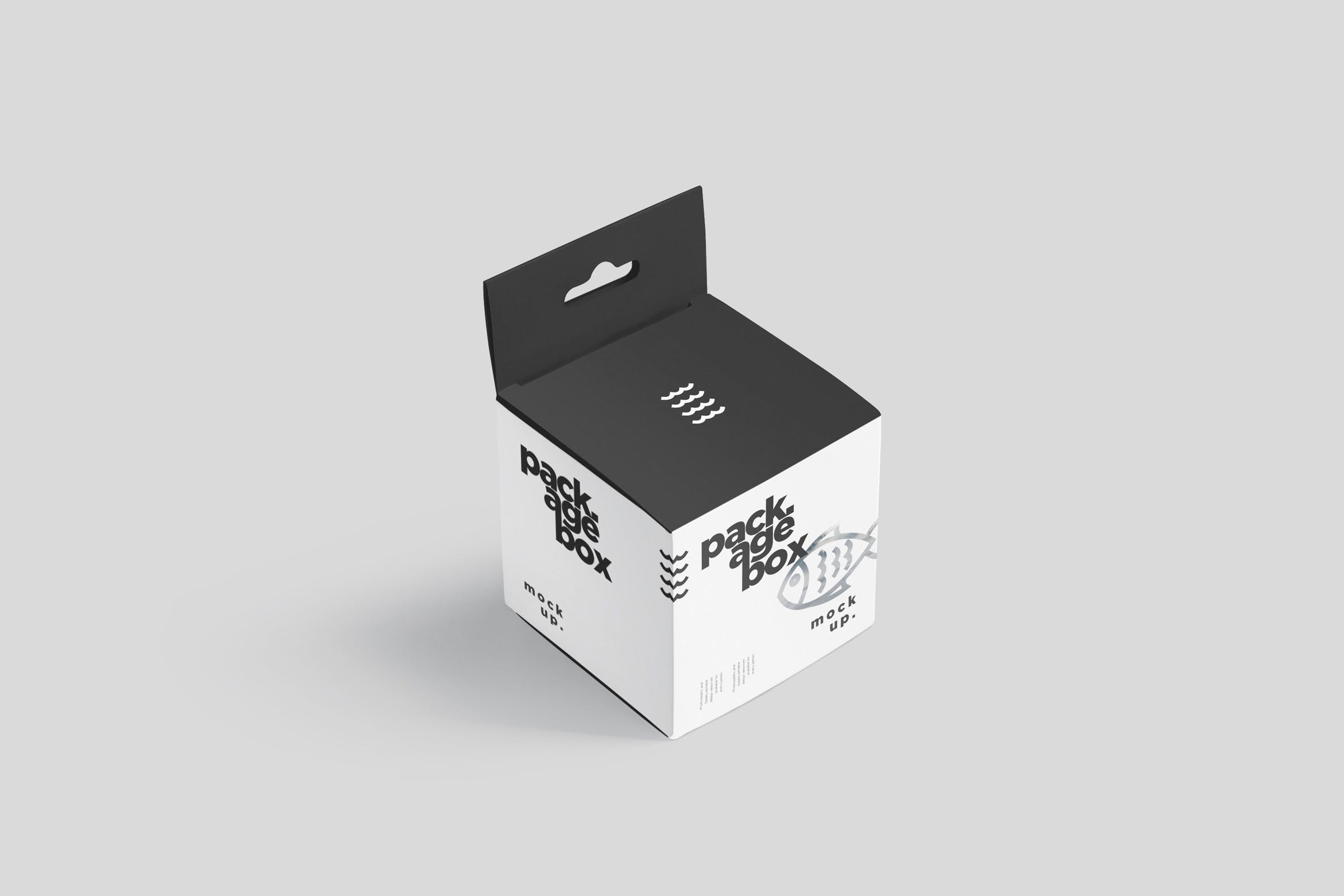 挂耳式方形产品包装盒样机模板 Package Box Mockup Set – Square With Hanger插图