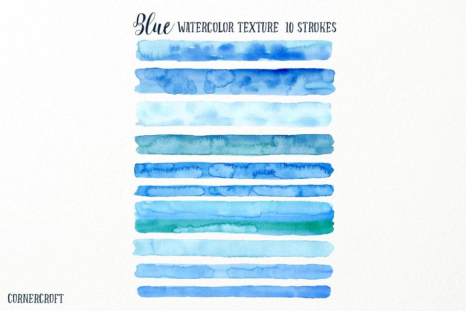 蓝色水彩水洗效果背景 Watercolor Blue Texture Background插图2