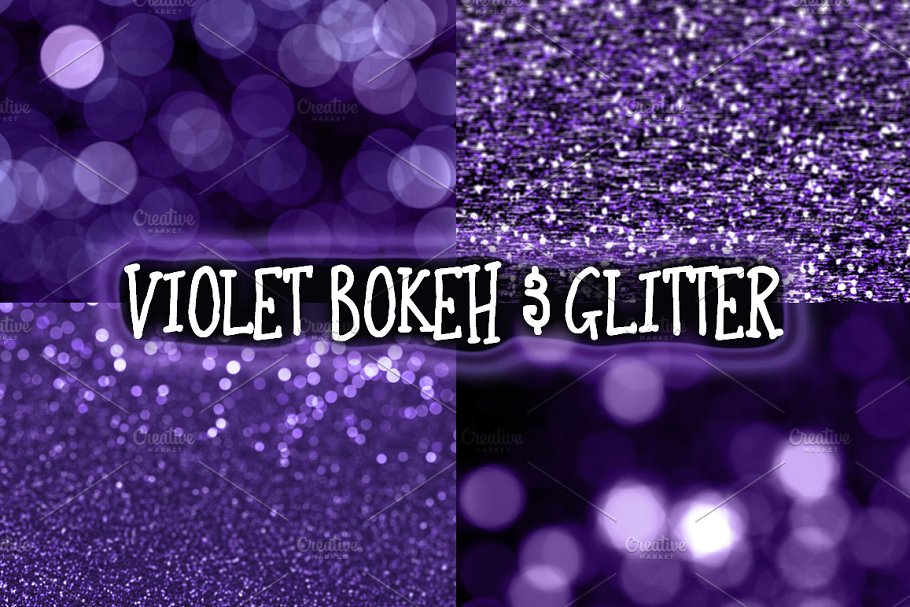 闪闪发光的紫罗兰色调散景纹理 Violet Bokeh & Glitter Backgrounds插图(2)