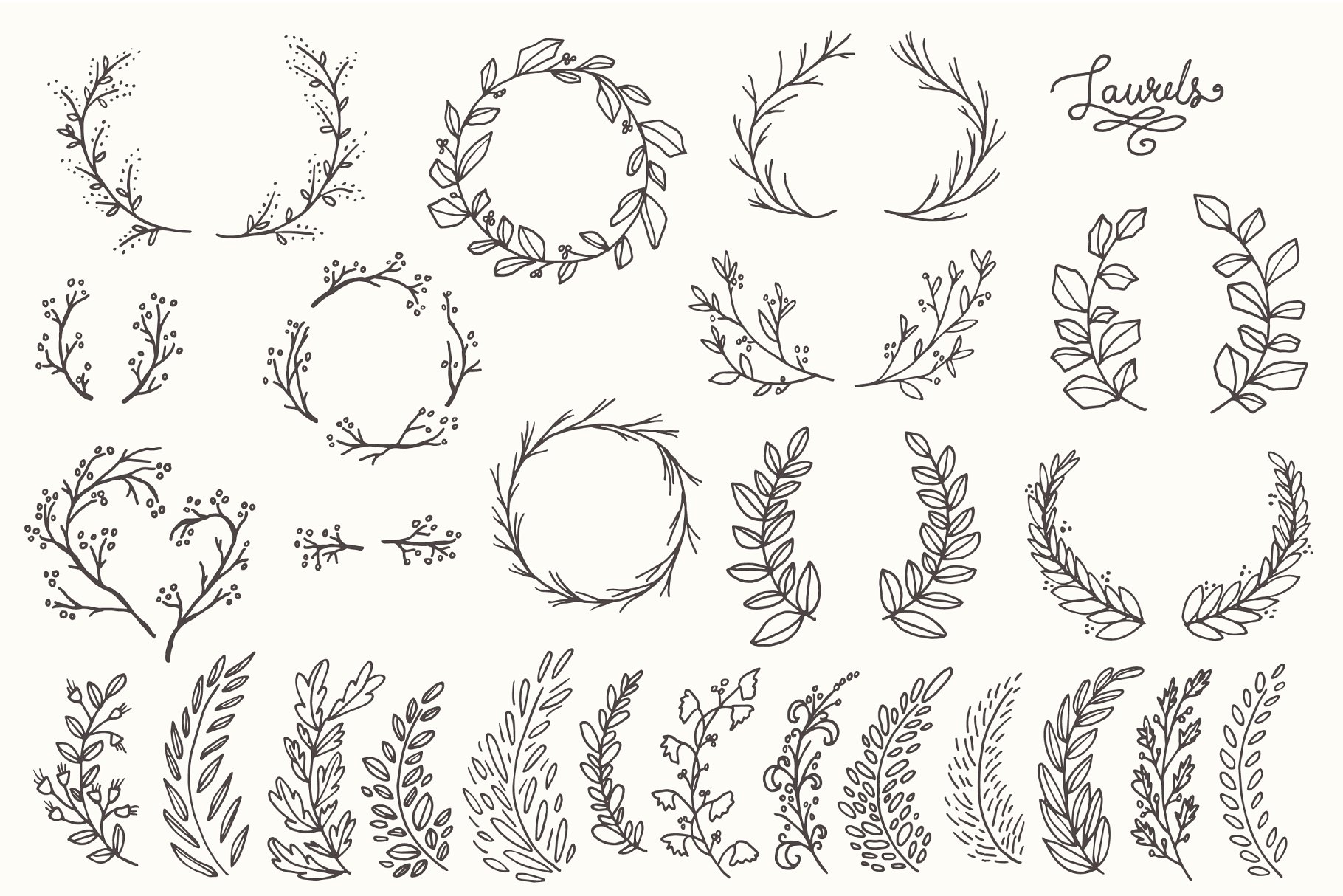 简洁且精美的花环剪贴画  Whimsical Laurels & Wreaths Clip Art插图(2)