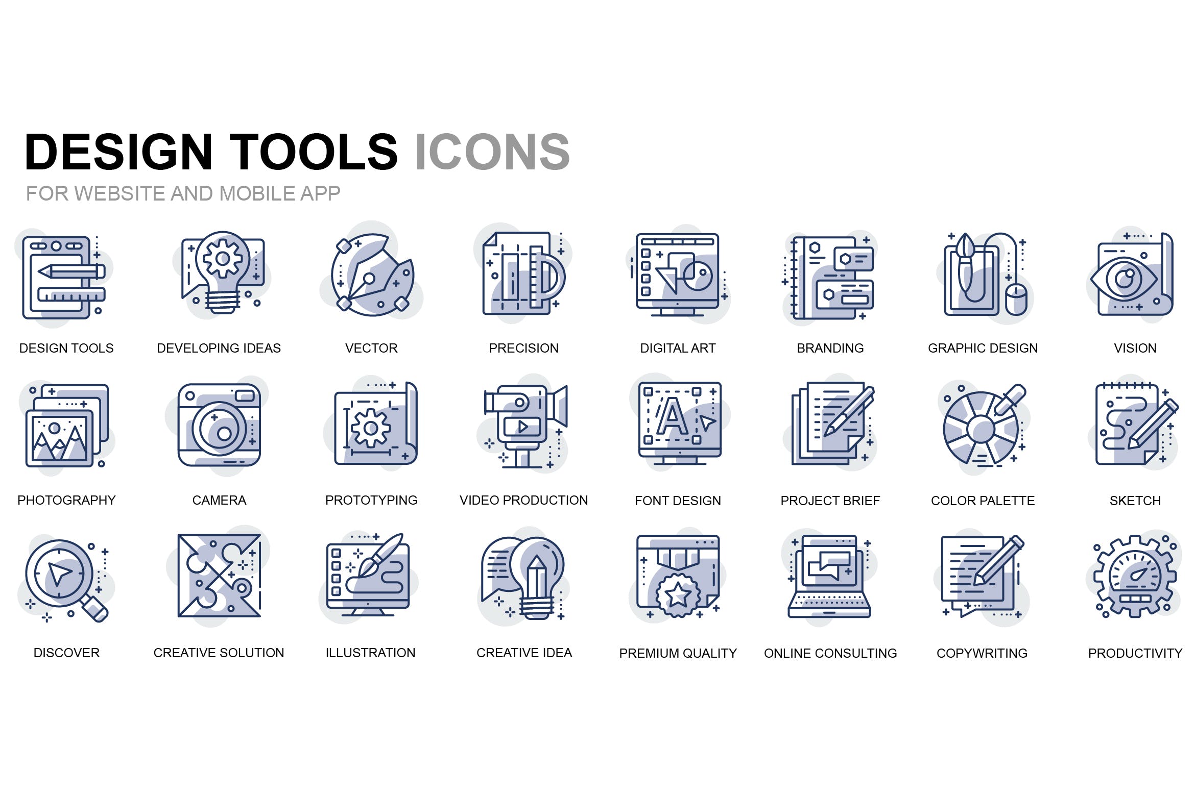 设计工具线性图标矢量素材 Design Tools Thin Line Icons插图