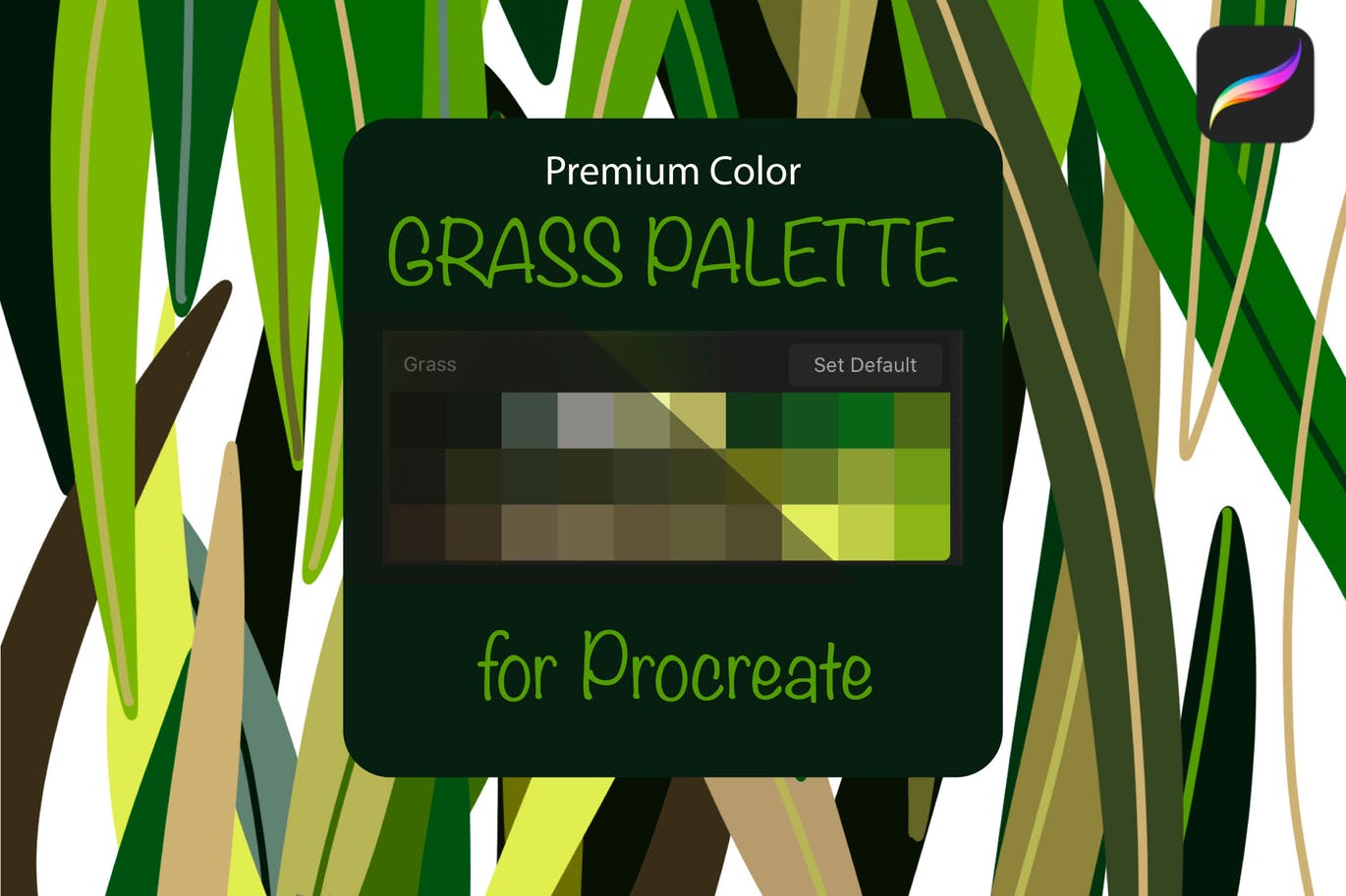 草坪草地颜色Procreate应用调色板PS图案 Procreate palette. Grass插图