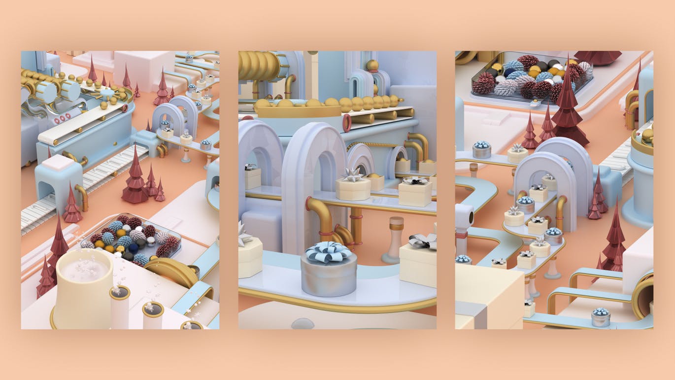 3D建模圣诞节主题概念工厂场景PNG素材 Christmas Factory插图(15)