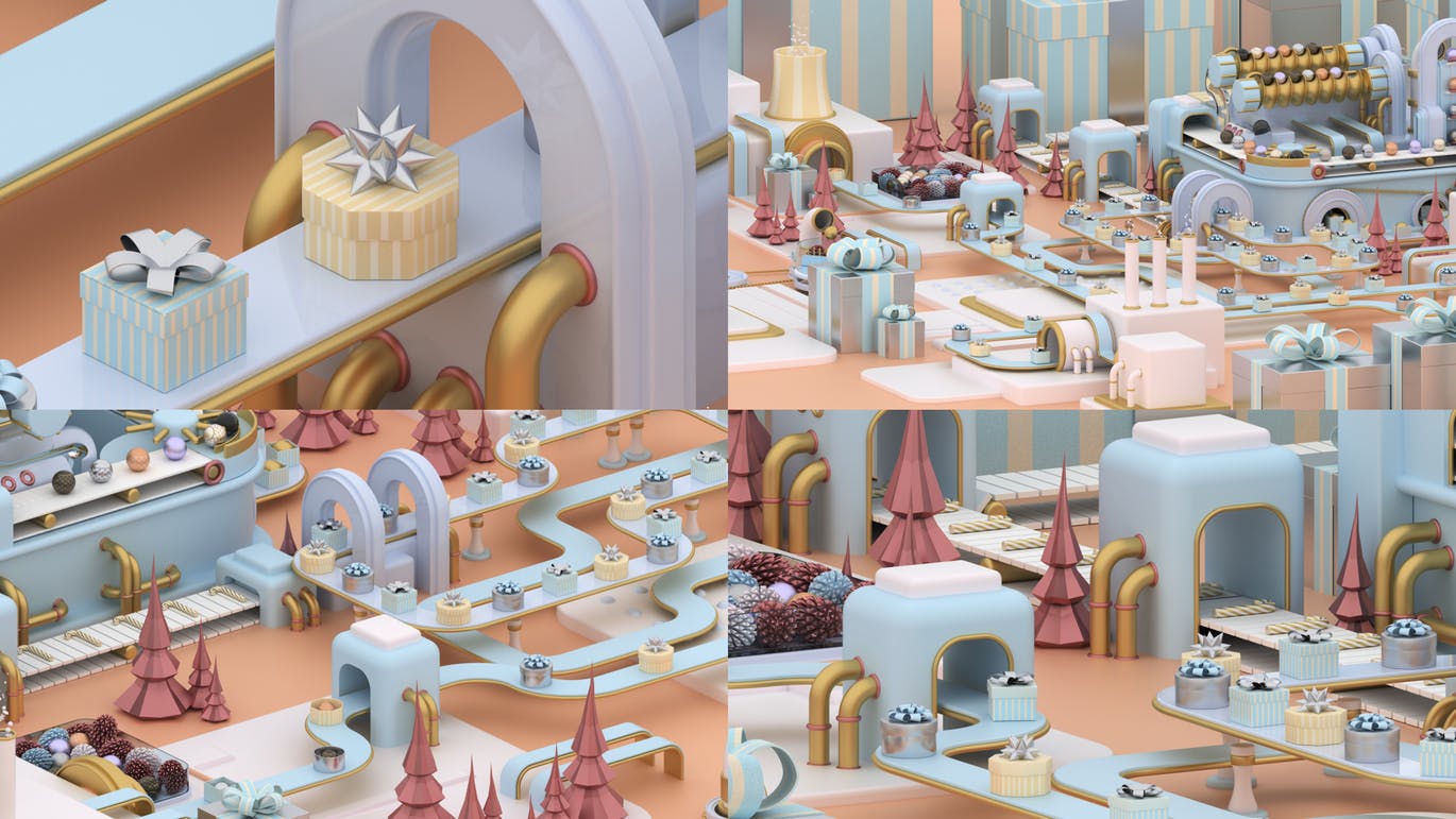 3D建模圣诞节主题概念工厂场景PNG素材 Christmas Factory插图5