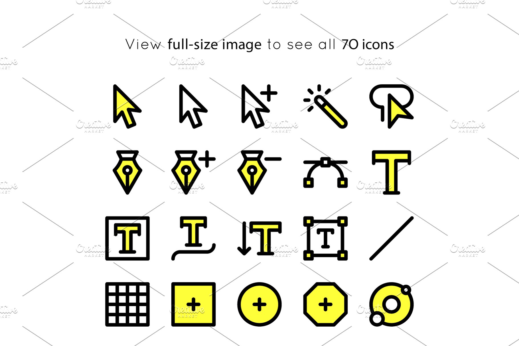 70个 Adobe Illustrator工具粗体图标  BOLD icons Adobe Illustrator tools插图(3)