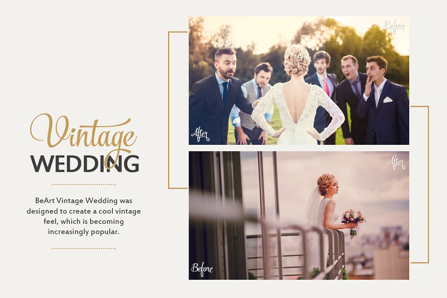 复古婚纱摄影特效PS动作 Photoshop Actions Vintage Wedding插图(5)