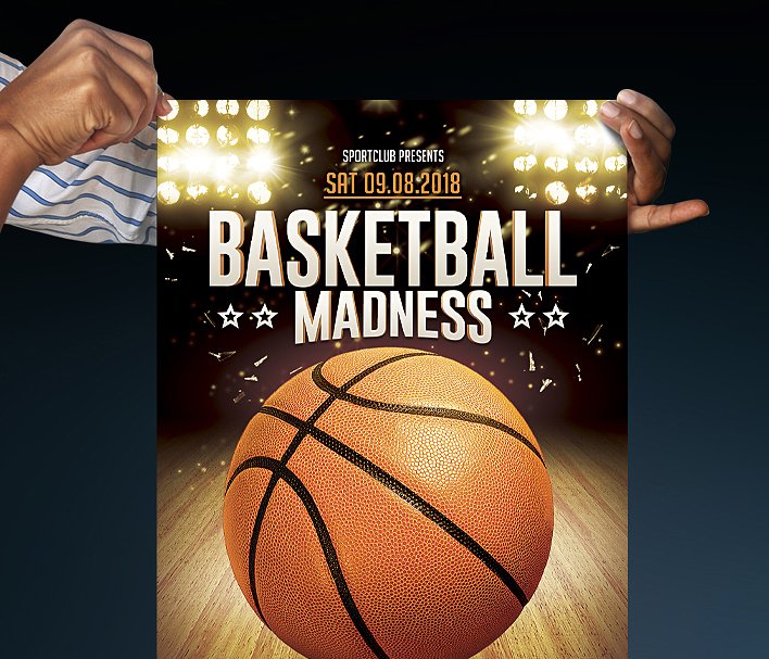 篮球比赛友谊赛宣传海报单页模板 Basketball Madness插图(2)