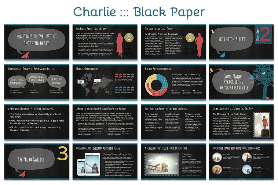 儿童主题PPT幻灯片模板 Charlie Powerpoint Template插图3