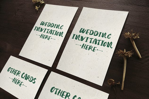 质朴婚礼邀请函/贺卡样机套装 Wedding Invitation Mockups插图(1)