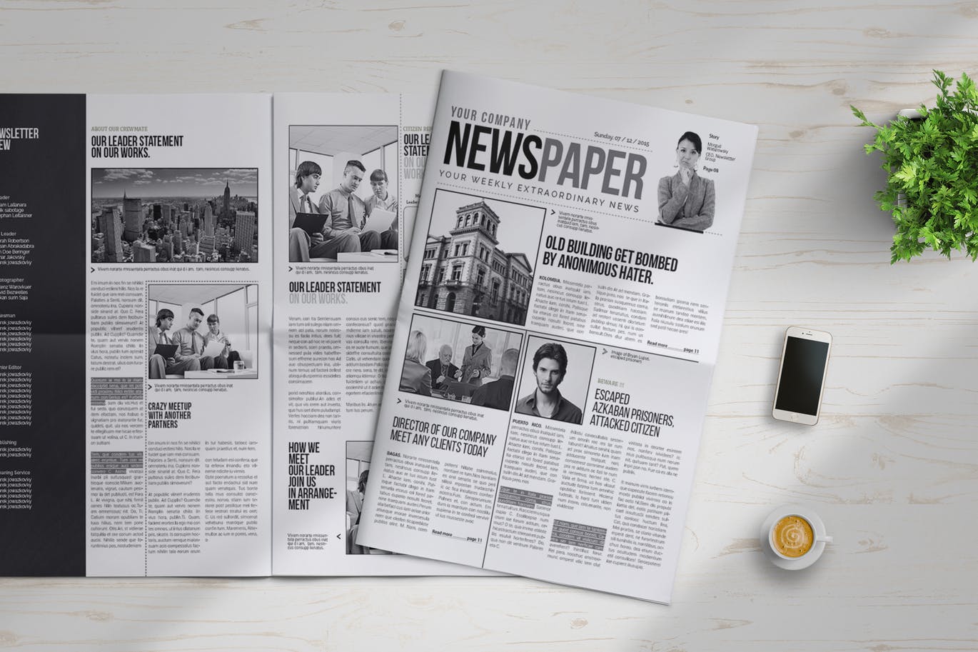 企业品牌内宣报纸设计模板 InDesign Newspaper Template插图