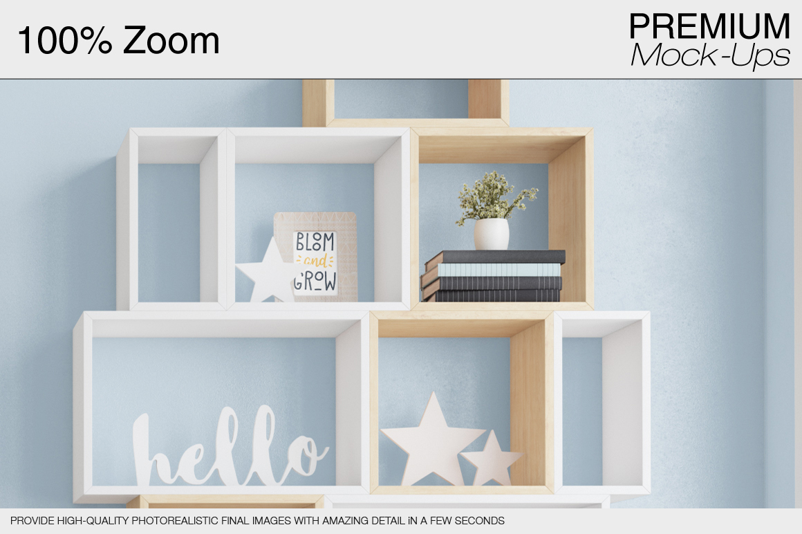 高品质的婴儿床 & 90个相框展示样机下载 Nursery Crib Wall & 90 Frames [psd]插图(8)