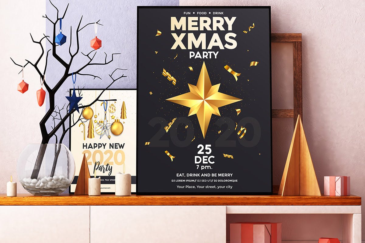 16合1圣诞节/新年主题海报传单设计模板 Set of 16 Christmas and Happy New Year Party Flyer插图(4)