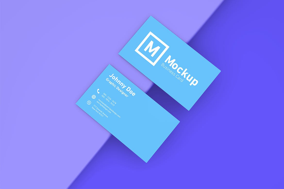 极简设计风格商务名片设计效果图样机 Minimal Business Card Mockup插图1