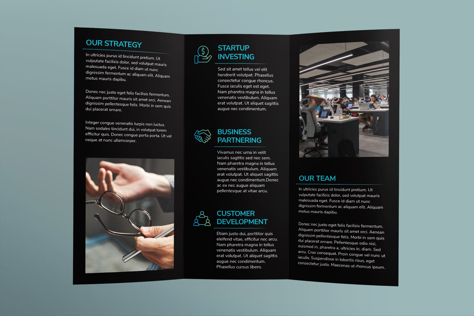 信息科技公司三折页宣传单设计模板 Tech Startup Brochure Trifold插图(2)