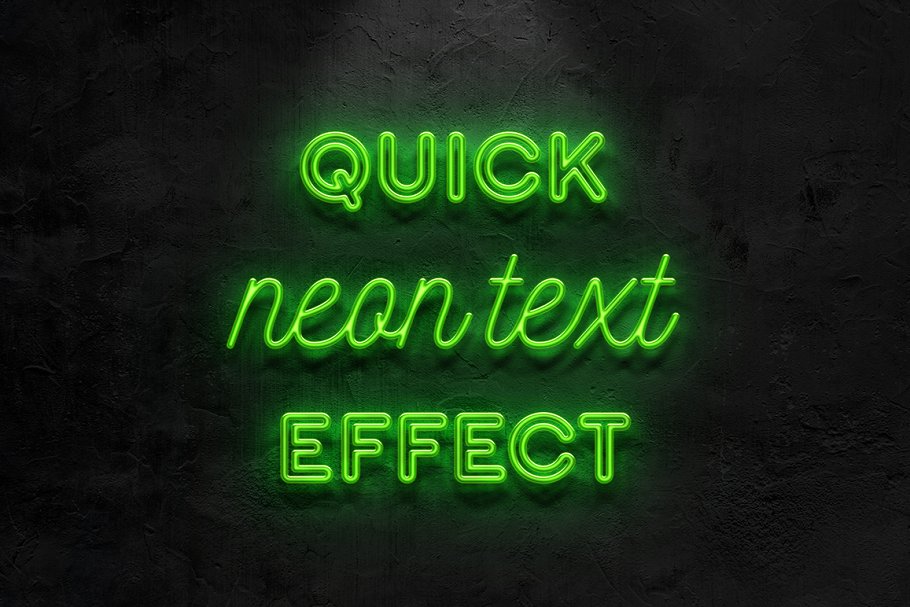 绿色逼真霓虹灯风格字体PS图层样式 Neon text effect插图