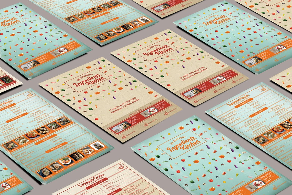 简约厨房菜单食物清单设计PSD模板 Simple Kitchen Menu Card插图