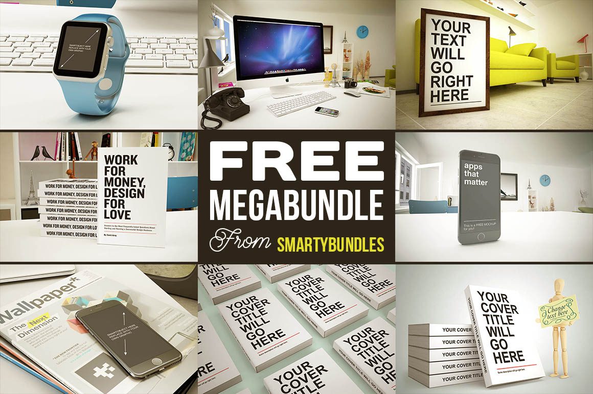 超级合集：平面素材及样机 Free Megabundle From Smartybundles
