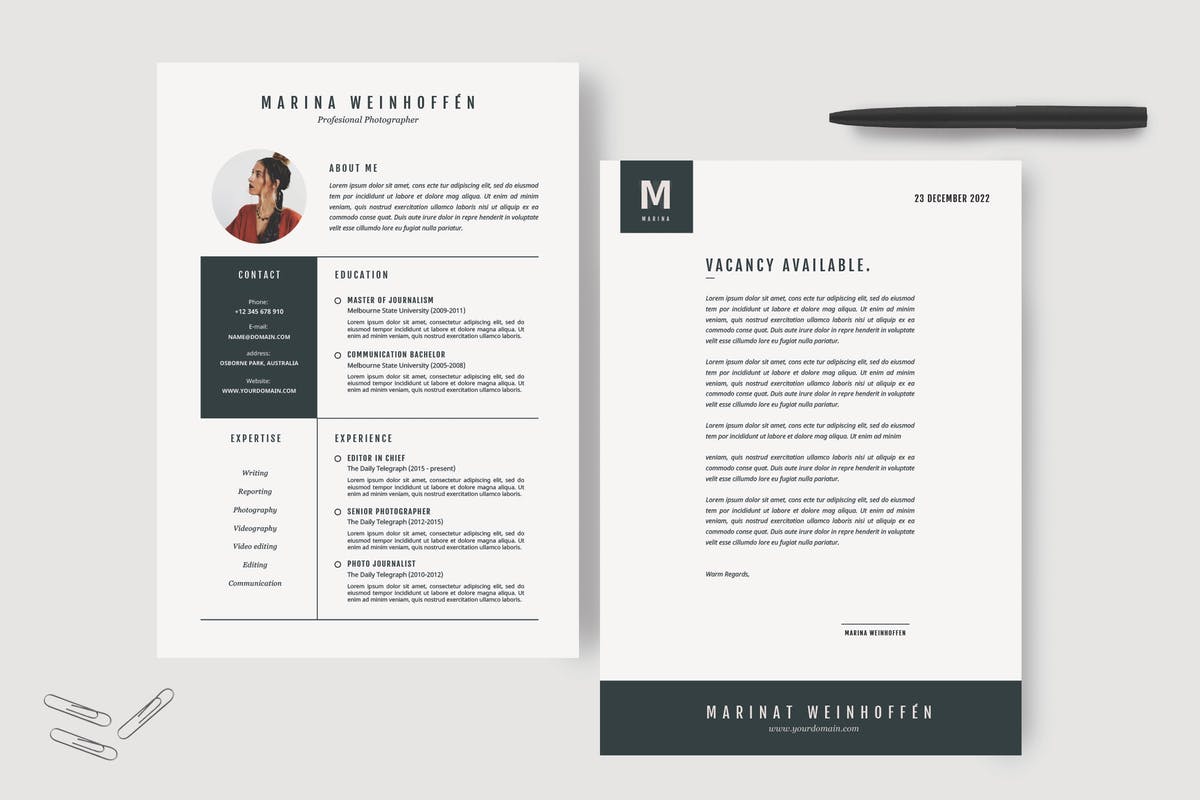 极简主义的求职简历模板 Minimal Resume & CV Template插图
