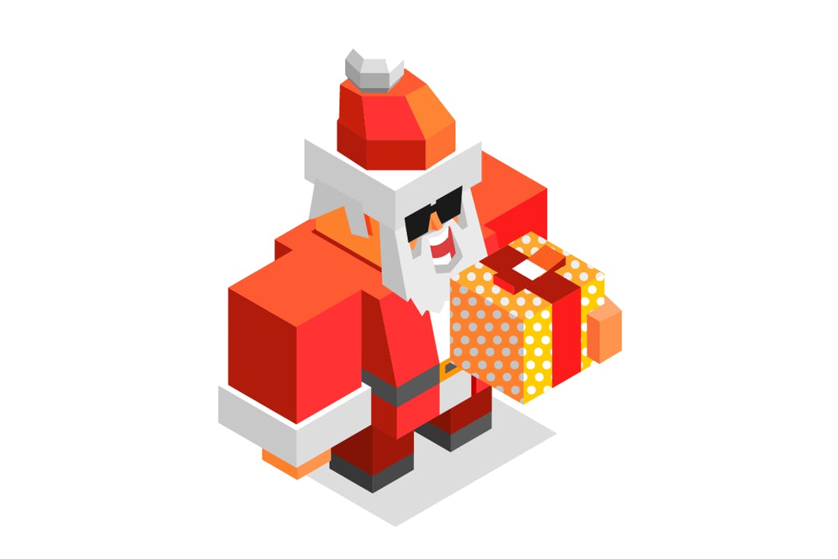 圣诞节圣诞老人2.5D插画免费素材 Xmas time with Santa插图