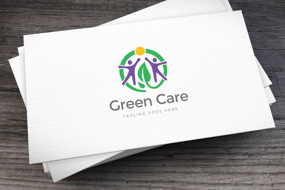 绿色护理主题创意Logo模板下载 Green Care Logo Template插图