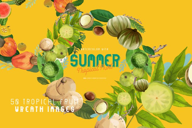 夏日热带水果水彩插画 Watercolor with summer – Tropical Fruit插图5