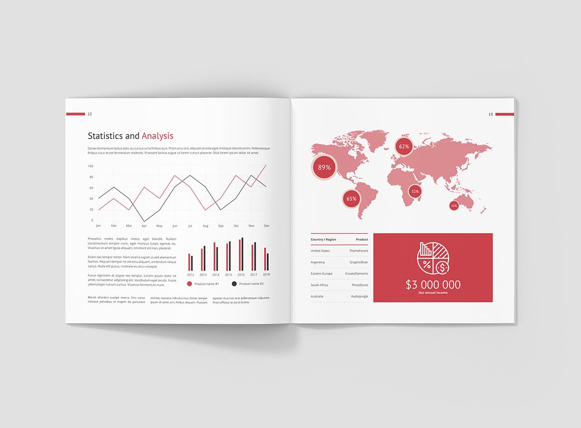 方形企业宣传画册/年度报告设计模板 Business Marketing – Company Profile Square插图(7)
