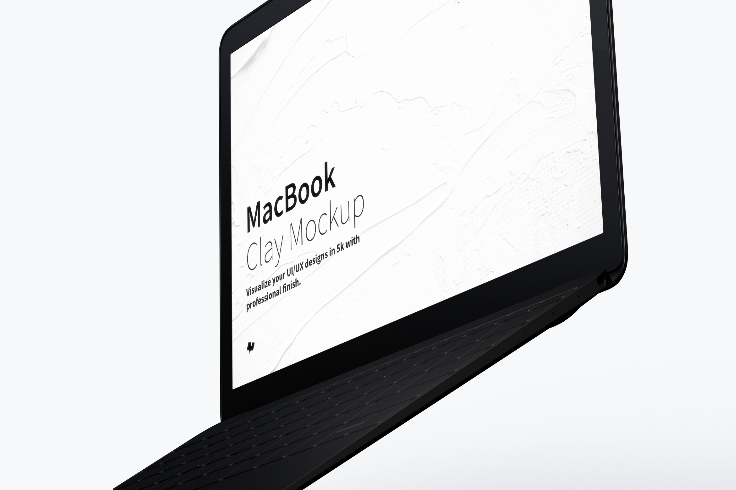 MacBook笔记本电脑悬空效果右视图样机模板 Clay MacBook Mockup, Floating Right View插图(2)