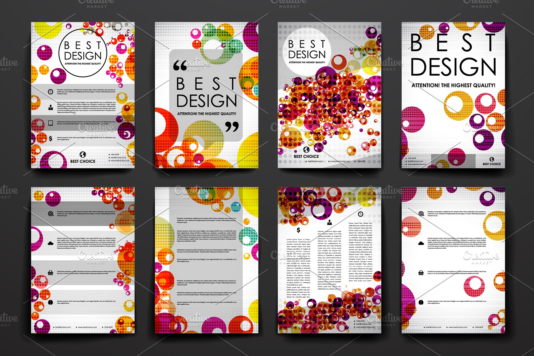 多彩抽象几何杂志画册模板 Colourful brochure templates插图6