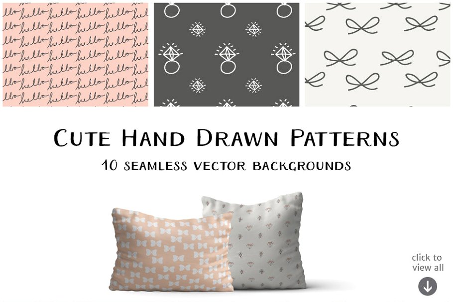 可爱的手绘图案纹理 Cute Hand-Drawn Patterns插图(1)