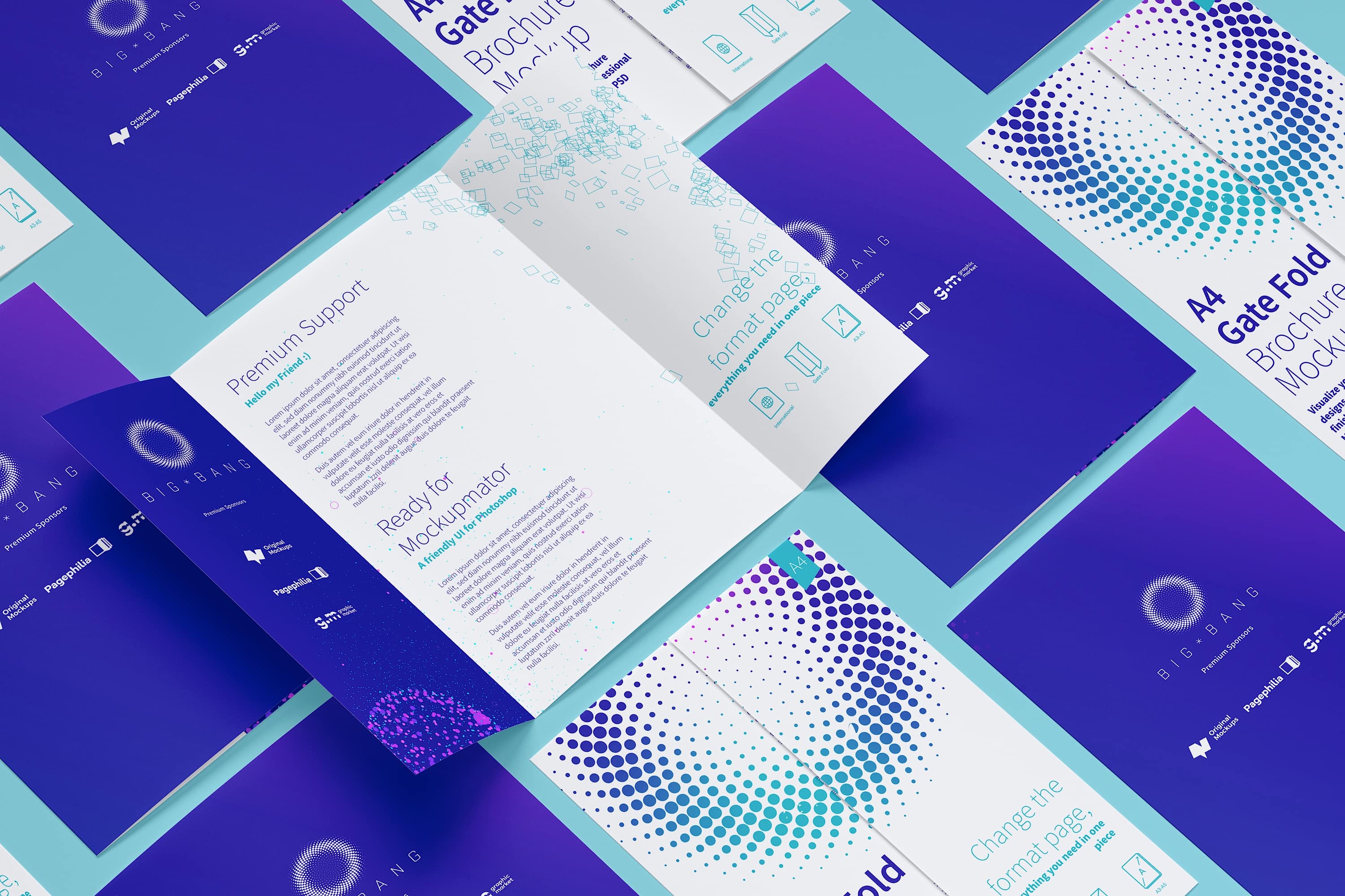 A4大小对折宣传单设计样机06 A4 Gate Fold Brochure Mockup 06插图3