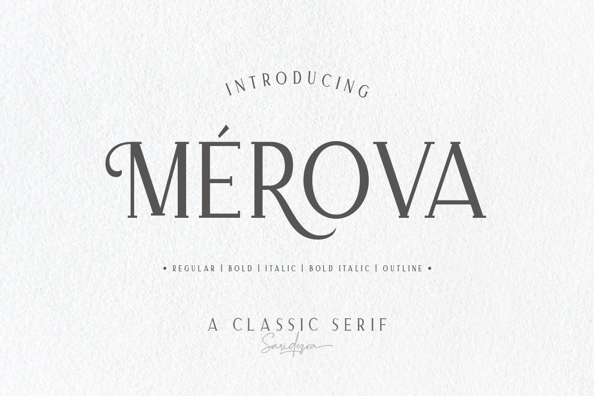 经典优雅外观衬线英文字体下载 Merova – Classic Serif (5 Fonts)插图