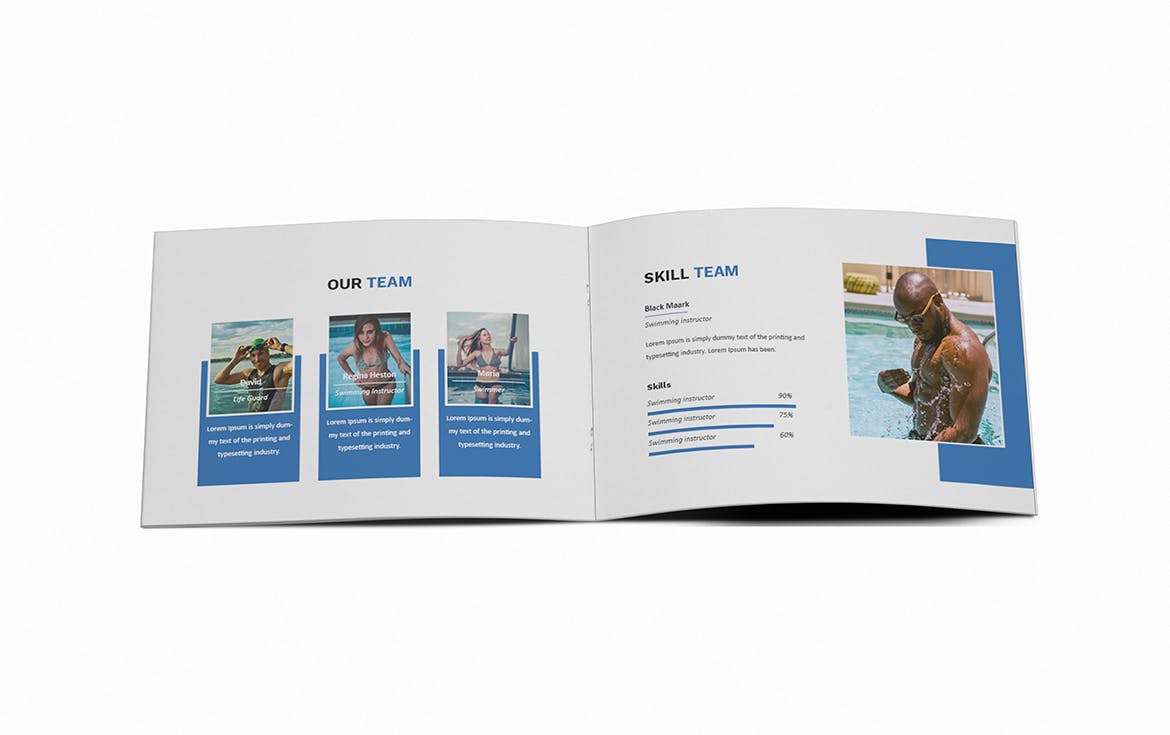 游泳培训招生简章/宣传册设计模板 Swimming A5 Brochure Template插图8