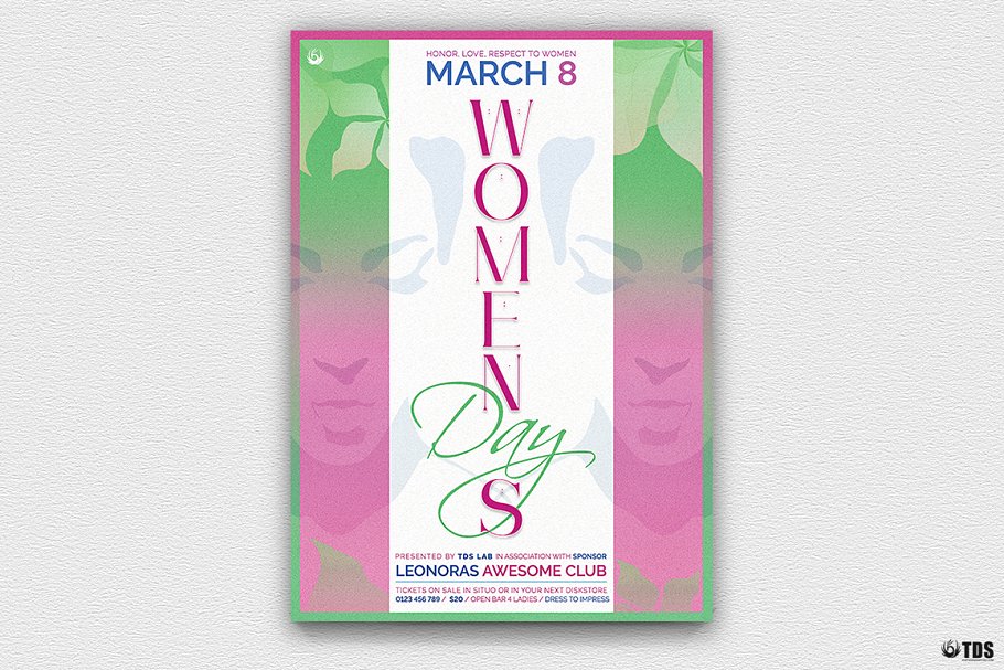 妇女节活动传单PSD模板v2 Womens Day Flyer PSD V2插图(1)