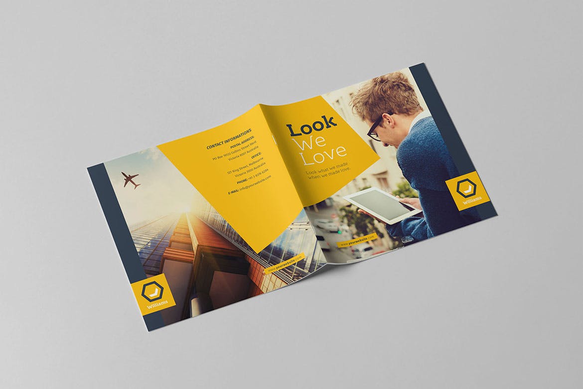 高端方形商业/企业宣传册设计模板 Williams Business Square Brochure插图10