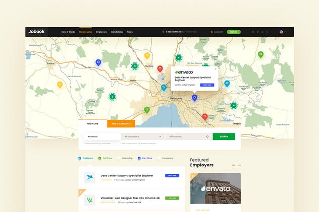 创意招聘网站设计PSD模板 Jobook – A Unique Job Board Website PSD Template插图(4)