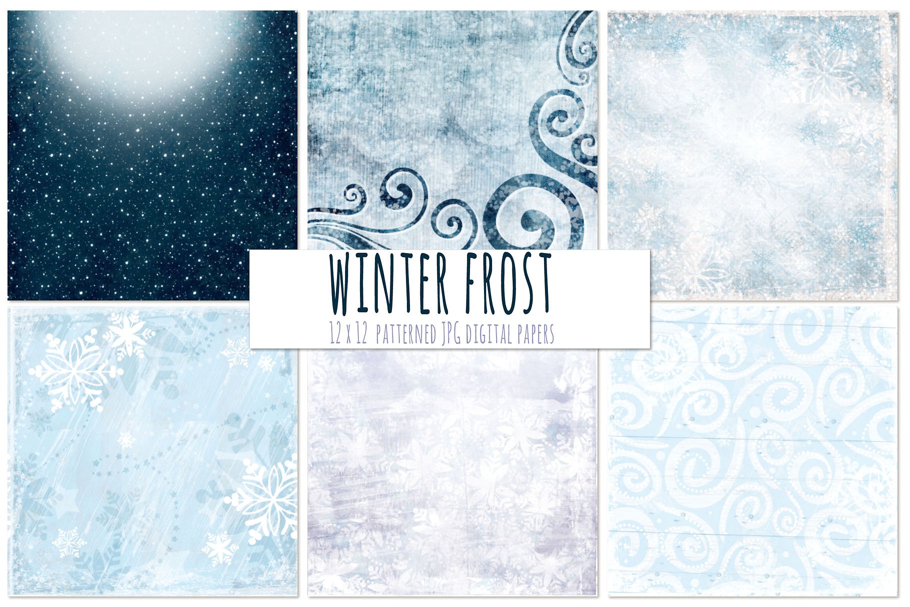 魔法冬季元素图案背景纹理 Magical Winter Background Papers插图(5)
