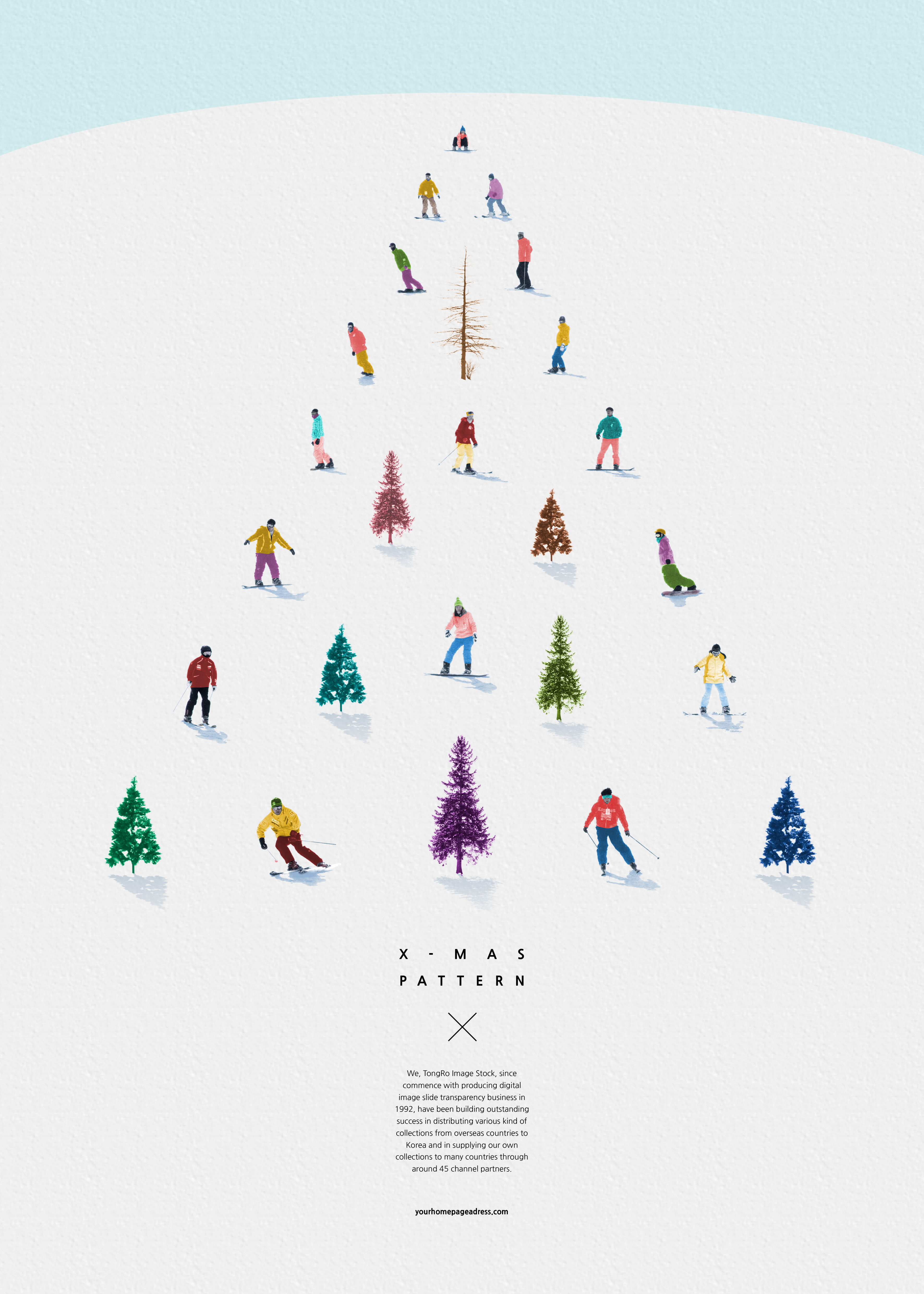 创意冬季滑雪圣诞树元素圣诞图案psd素材插图